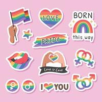 Pride Month Stickers Set vector