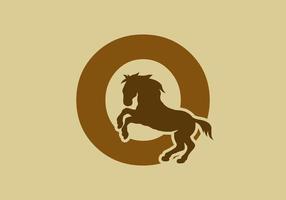 Initial letter O with horse shape vector