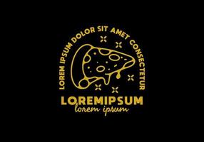 Line art illustration of pizza with lorem ipsum text vector