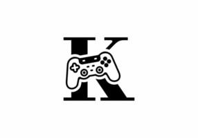 K initial letter with joystick shape vector