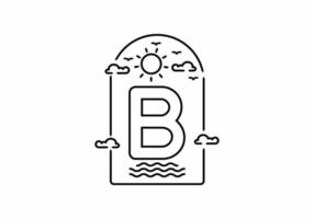 Line art illustration of beach with B initial name vector