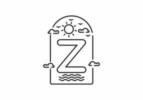 ilustración de arte lineal de la playa con el nombre inicial z vector