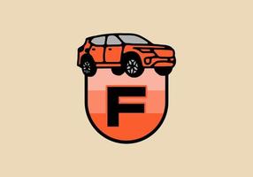 Line art illustration of car with F initial letter vector