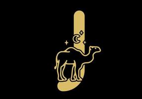 color marrón de la letra inicial j con forma de camello vector
