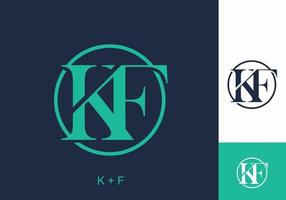 KF initial letter in circle shape vector