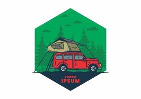 Camping on the roof of the car illustration vector