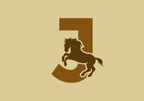 Initial letter J with horse shape vector