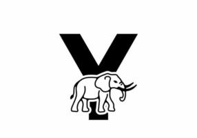 Initial letter Y with elephant shape line art vector