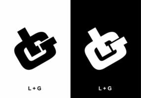 LG initial letter in black and white color vector