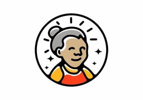 Line art color of grandma badge vector