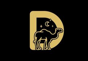 brown color of D initial letter with camel shape vector