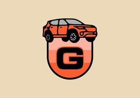 Line art illustration of car with G initial letter vector