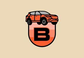 Line art illustration of car with B initial letter vector