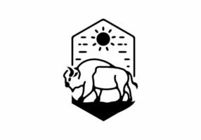 Line art illustration of bison vector