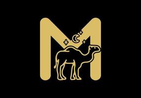 brown color of M initial letter with camel shape vector