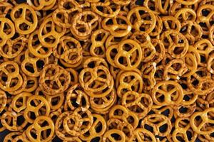 Background of salted pretzel. Top view photo
