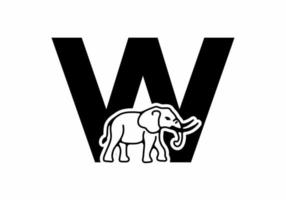 Initial letter W with elephant shape line art vector
