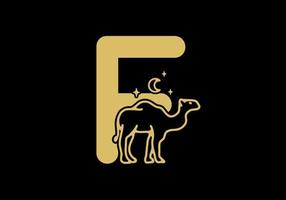 brown color of F initial letter with camel shape vector