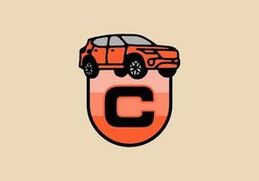 Line art illustration of car with C initial letter vector