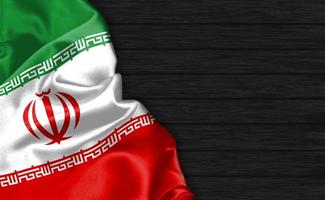 Primer plano de representación 3D de la bandera de Irán foto