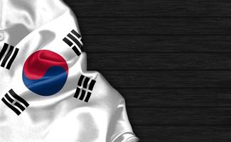 Primer plano de representación 3D de la bandera de corea del sur