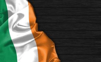 Primer plano de representación 3D de la bandera de Irlanda foto