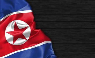 Primer plano de representación 3D de la bandera de corea del norte foto