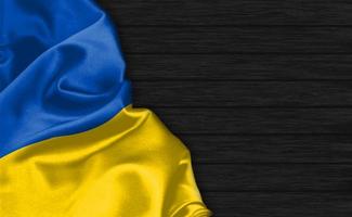 Primer plano de representación 3D de la bandera de Ucrania