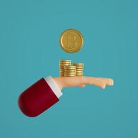 hands outstretched, there are crypto coins. 3D, Render, illustration photo