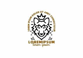 King of wolf line art with lorem ipsum text vector