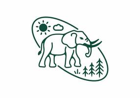 Line art illustration of elephant vector