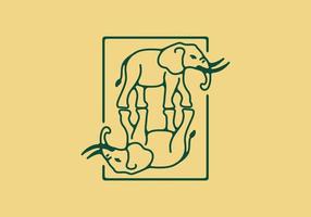 ilustración de arte lineal de elefante vector