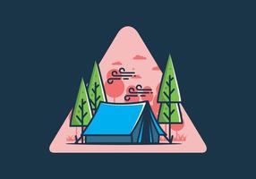 Big camping tent and pine trees illustration vector