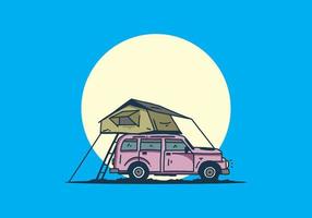 Camping on the roof of the car illustration vector