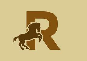 Initial letter R with horse shape vector