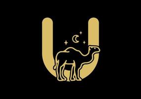 color marrón de la letra inicial u con forma de camello vector