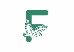 Line art illustration of flying eagle with F initial letter vector