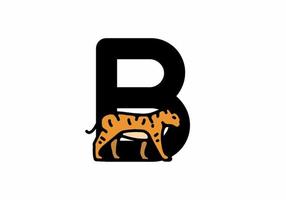 Line art illustration of tiger with B initial letter vector