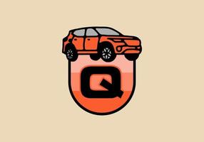 Line art illustration of car with Q initial letter vector