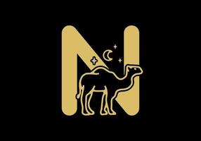 brown color of N initial letter with camel shape vector