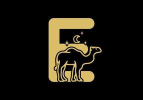 brown color of E initial letter with camel shape vector