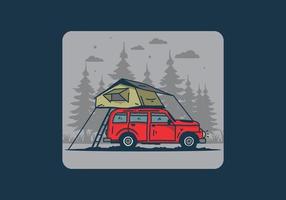 Camping on the roof of the car illustration vector