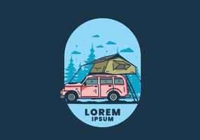 Camping on the roof of the car illustration vector