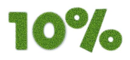 10 percent  shapes with garden grass texture. Seasonal sale. Banner for advertising. 3D realistic style. Separate on a white background. Vector. vector