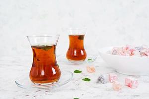 Turkish delights lokum on white background photo