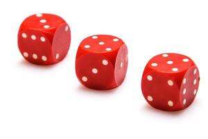 Red dices on white background photo