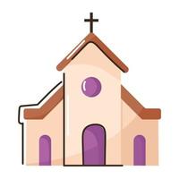 lugar religioso, icono plano de la iglesia vector
