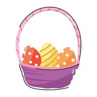 Flat icon of easter basket is up for premium use vector