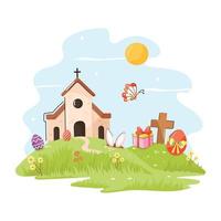 A well-designed flat illustration of church vector