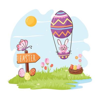 Trendy illustration of easter balloon in flat style